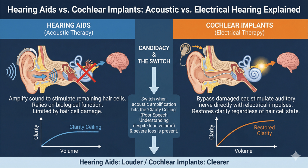 Hearing aids vs cochlear implants