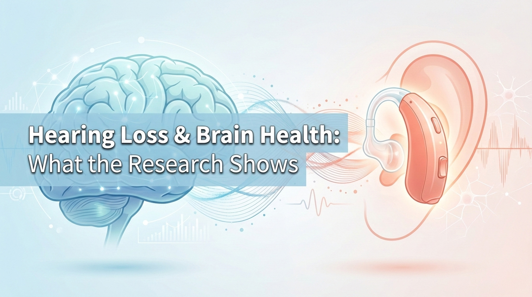 Illustration showing the connection between hearing loss and brain health with medical design